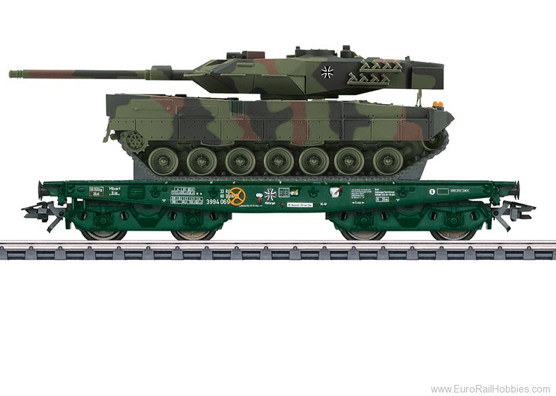 Marklin 48843 DB AG Type Rlmmps Heavy-Duty Flat Car w/Leopa