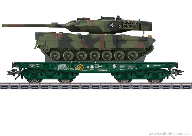 Marklin 48870 DB AG Type Rlmmps Heavy-Duty Flat Car w/Leopa
