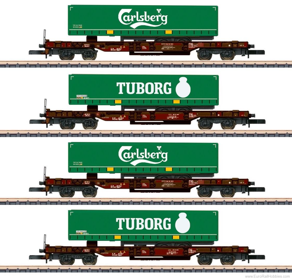 Marklin 82290 AAE Deep-Well Flat Car Set 'Carlsberg/Tuborg'