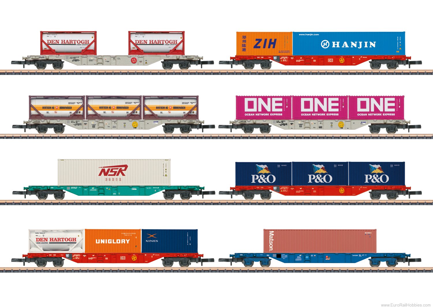 Marklin 82641 Display of Type Sgns Container Flat Car 8 Pie