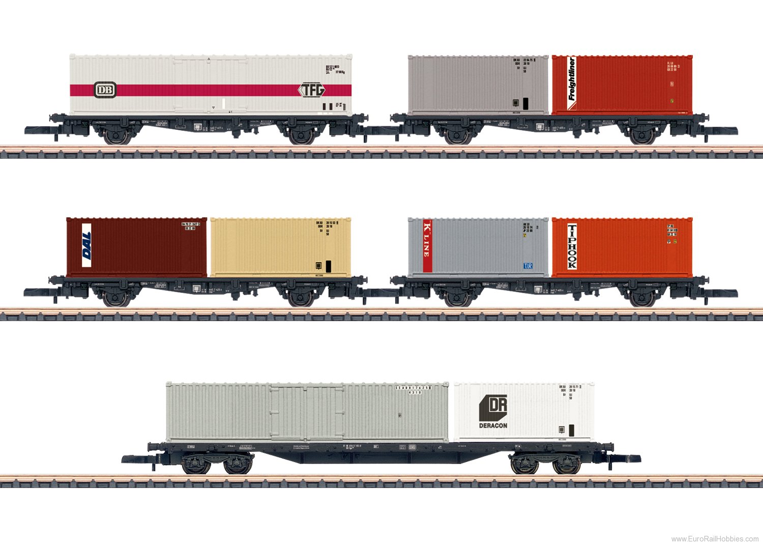 Marklin 82664 DB 5 Piece Container Transport Car Set ((MHI 