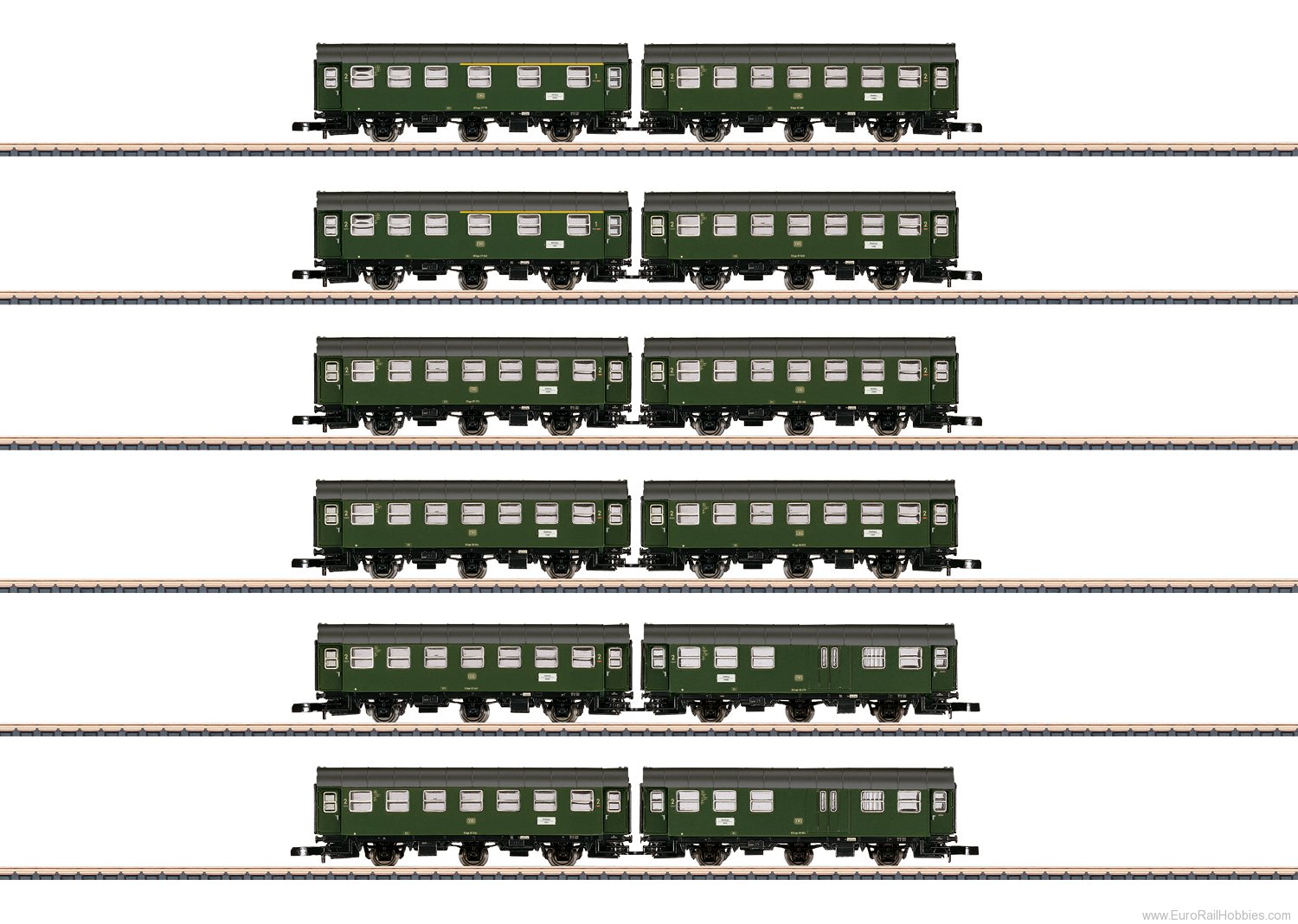 Marklin 87061 DB Set with 6 Pairs of Rebuild Cars in a Disp