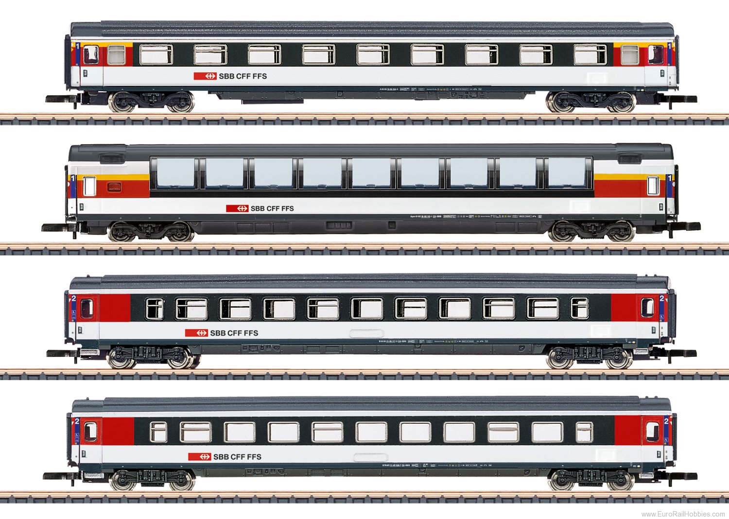 Marklin 87663 SBB EuroCity Type EW IV 4 Piece Passenger Coa