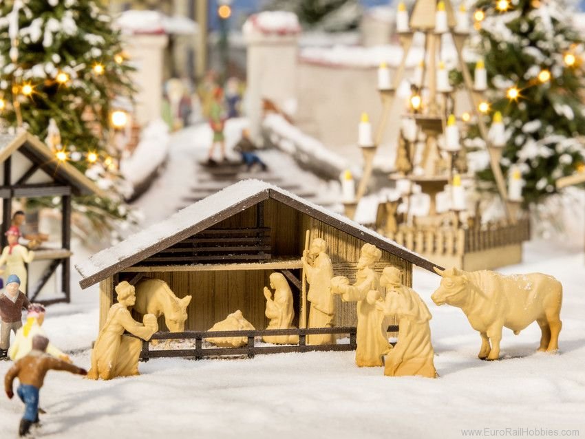 Noch 14394 Christmas Market Crib with Figures in Wood Lo