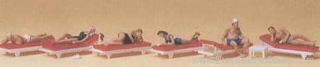 Preiser 10429 Recreation & Sports -- Sunbathers on Lounges 