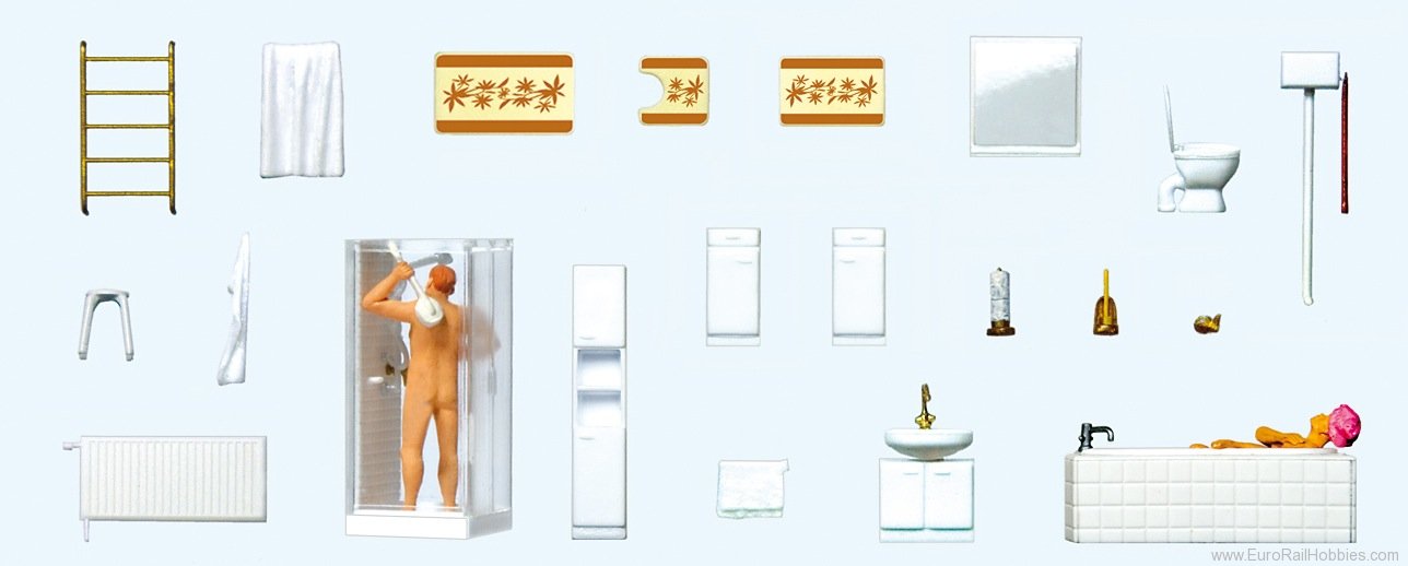 Preiser 10631 Couple in the bathroom, Bathroom fixtures and