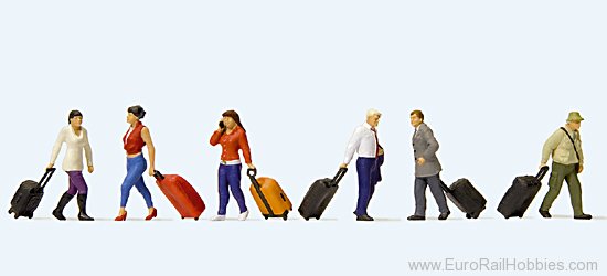 Preiser 10640 Walking travellers with wheeled suitcases