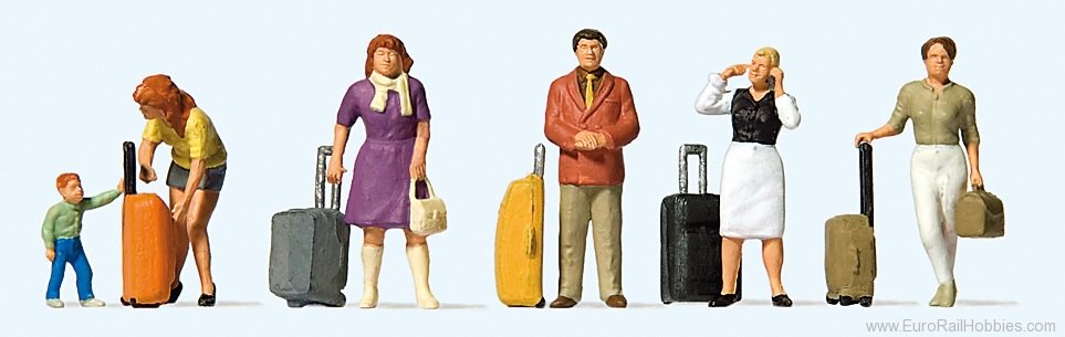 Preiser 10641 Standing travellers, with wheeled suitcases