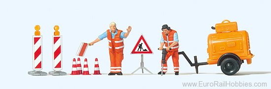 Preiser 10754 Road construction workers with compressor