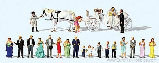Preiser 13011 Wedding Reception with Horse-Drawn Carriage -