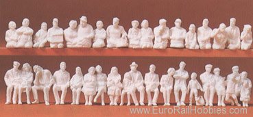 Preiser 16349 Unpainted Figure Set -- Seated Passengers 