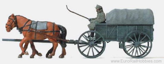 Preiser 16570 Horse Drawn wagon with figures (unpainted)
