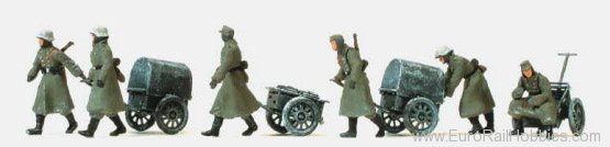 Preiser 16592 Infantry with carts - Winter (unpainted)
