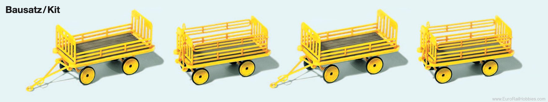 Preiser 17127 Baggage Trailers German Post era III 4pcs. Ki