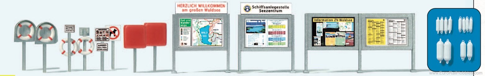 Preiser 17317 Information-displays, lifebelts, fenders, bat