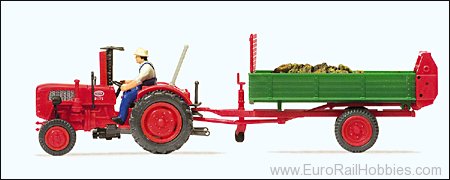 Preiser 17940 Farm Tractor with dung spreader, ready made m