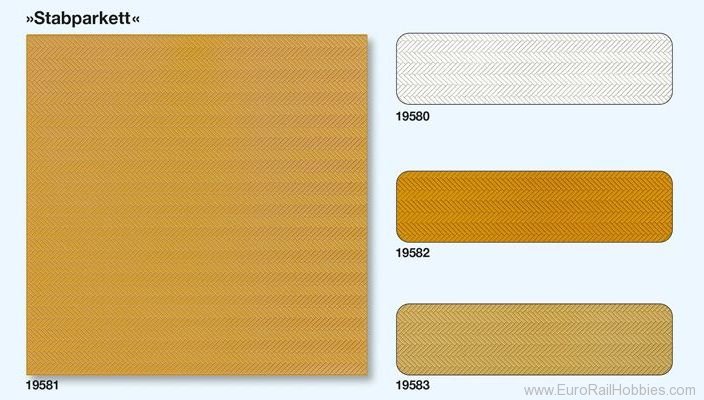 Preiser 19580 Strip Parquet Floor white, 3 panels 95 x 95 m