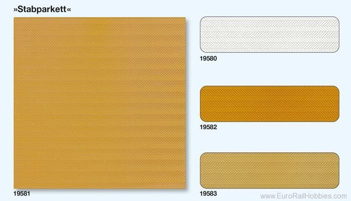 Preiser 19582 Strip Parquet Floor beech, 3 panels 95 x 95 m