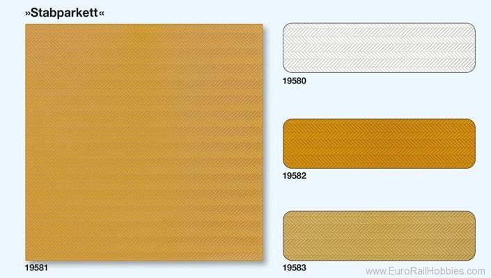 Preiser 19583 Strip Parquet Floor gray-brown, 3 panels 95 x