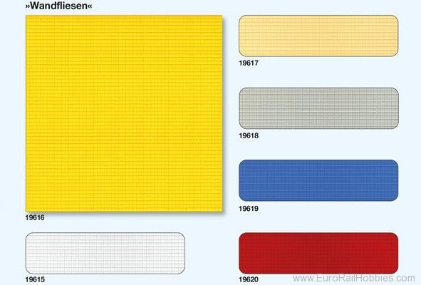 Preiser 19616 Wall tiles yellow, 3 plates 95 x 95 mm (kit)
