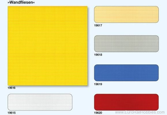 Preiser 19619 Wall tiles blue, 3 plates 95 x 95 mm (kit)