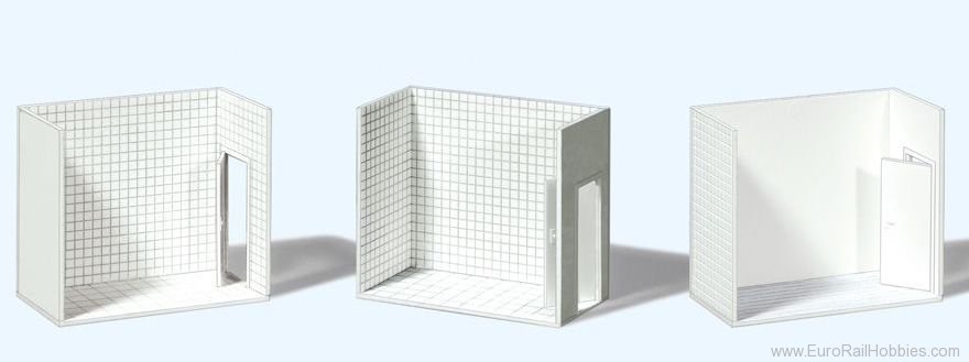 Preiser 19652 Room 3 sets of walls, door and floor, white (