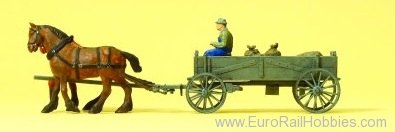 Preiser 30411 Wagon with Farmer, Horsers and Load