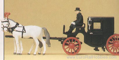 Preiser 30452 Carriage closed w/horses 