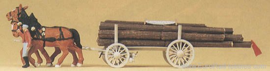 Preiser 30465 Log wagon w/logs 