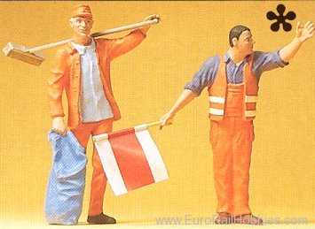 Preiser 45008 Highway Workers -- Sweeper and Flagman 