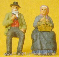 Preiser 45045 Elderly Farmer Seated w/Wife 