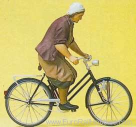 Preiser 45068 Pedestrian -- Woman On A Bicycle 