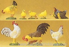 Preiser 47070 Rooster/Hen/Chicken Assortment 