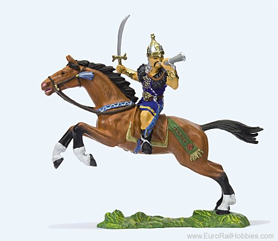 Preiser 50477 Hun on horseback.Sword and horn