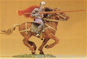 Preiser 50945 Soldiers 1:25 -- Norman Riding w/Lance and Bi