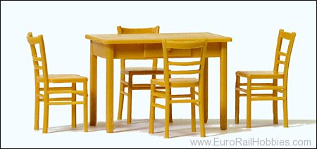Preiser 65809 Table, 4 Chairs. Material: Wooden Coloured ki