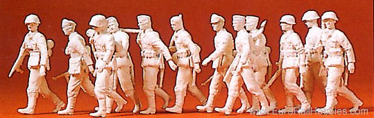 Preiser 72504 Unpainted Figure Sets -- German Infantry Walk