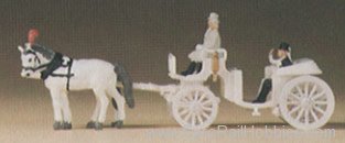 Preiser 79479 Horse-Drawn Wagon -- Open Carriage - White 