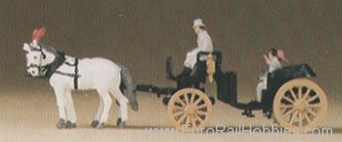 Preiser 79481 Horse-Drawn Wagon -- Open Carriage - Black 