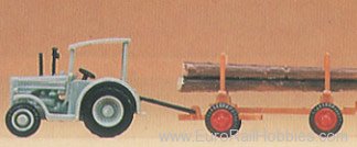 Preiser 79504 Farm Machinery -- Hanomag w/Log Trailer 