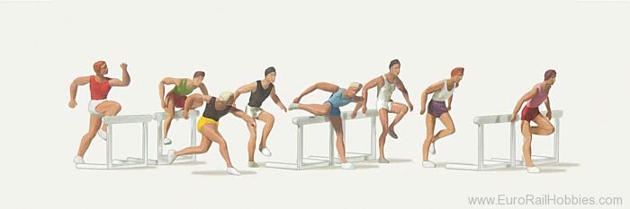 Preiser MER0212485 Merten Male Track Runners - 8 Hurdle Jumpers 