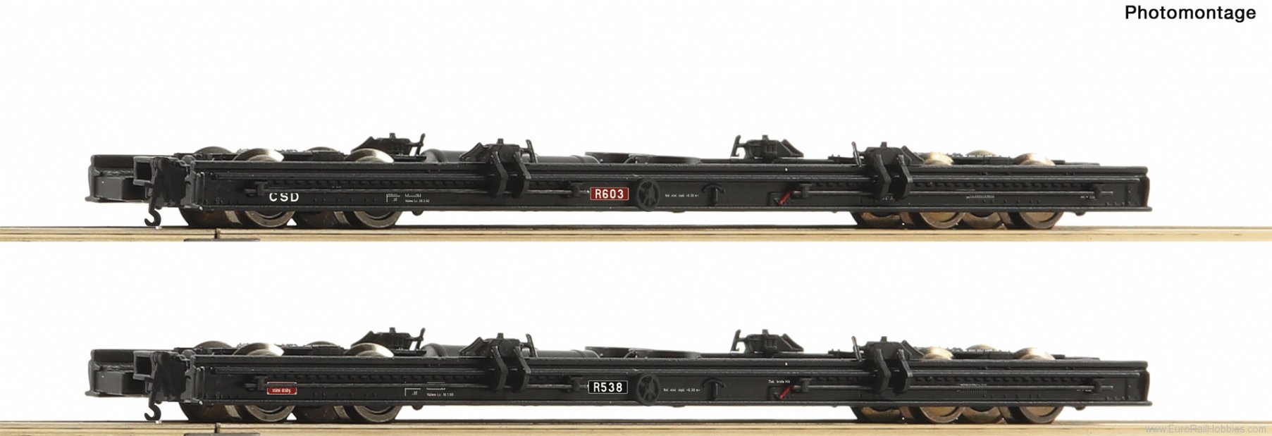 Roco 34068 2-piece set: H0e roller wagon, CSD