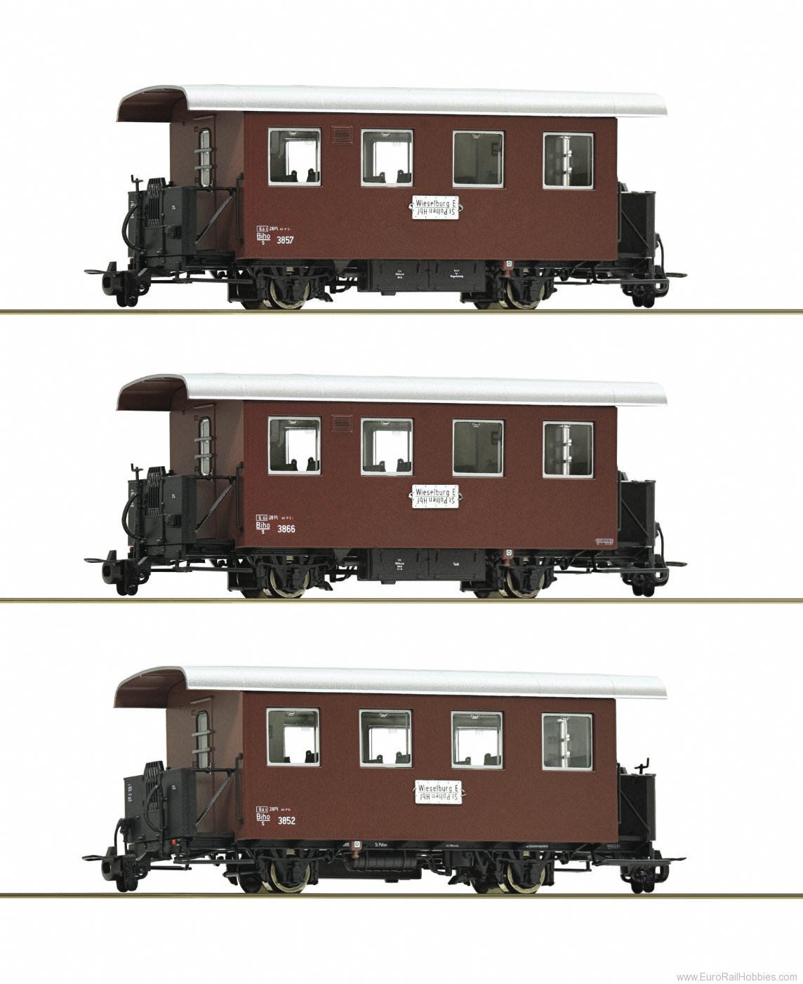 Roco 34103 3 piece set: Narrow-gauge ribbed wagons, Ã