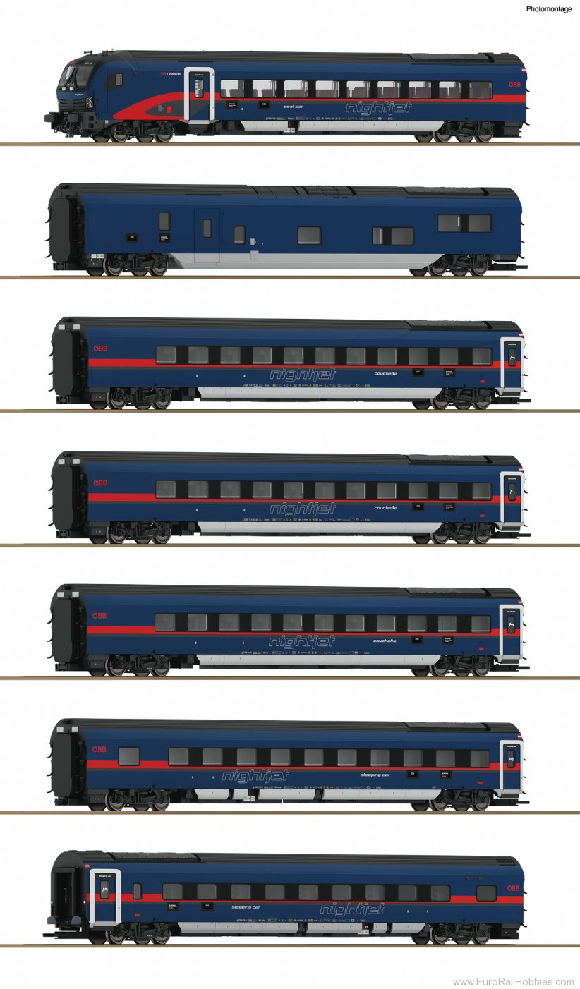 Roco 5500004 7-piece set: Nightjet, ÃBB (DC Version)