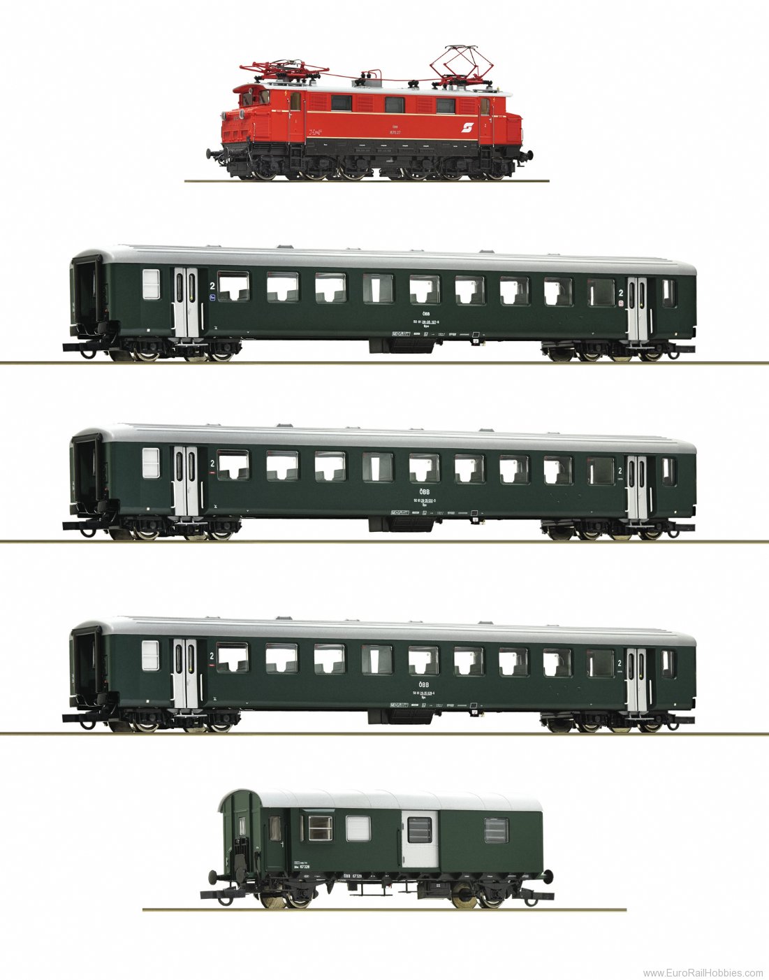 Roco 61493 5 Piece Set: OBB Electric locomotive 1670.27 