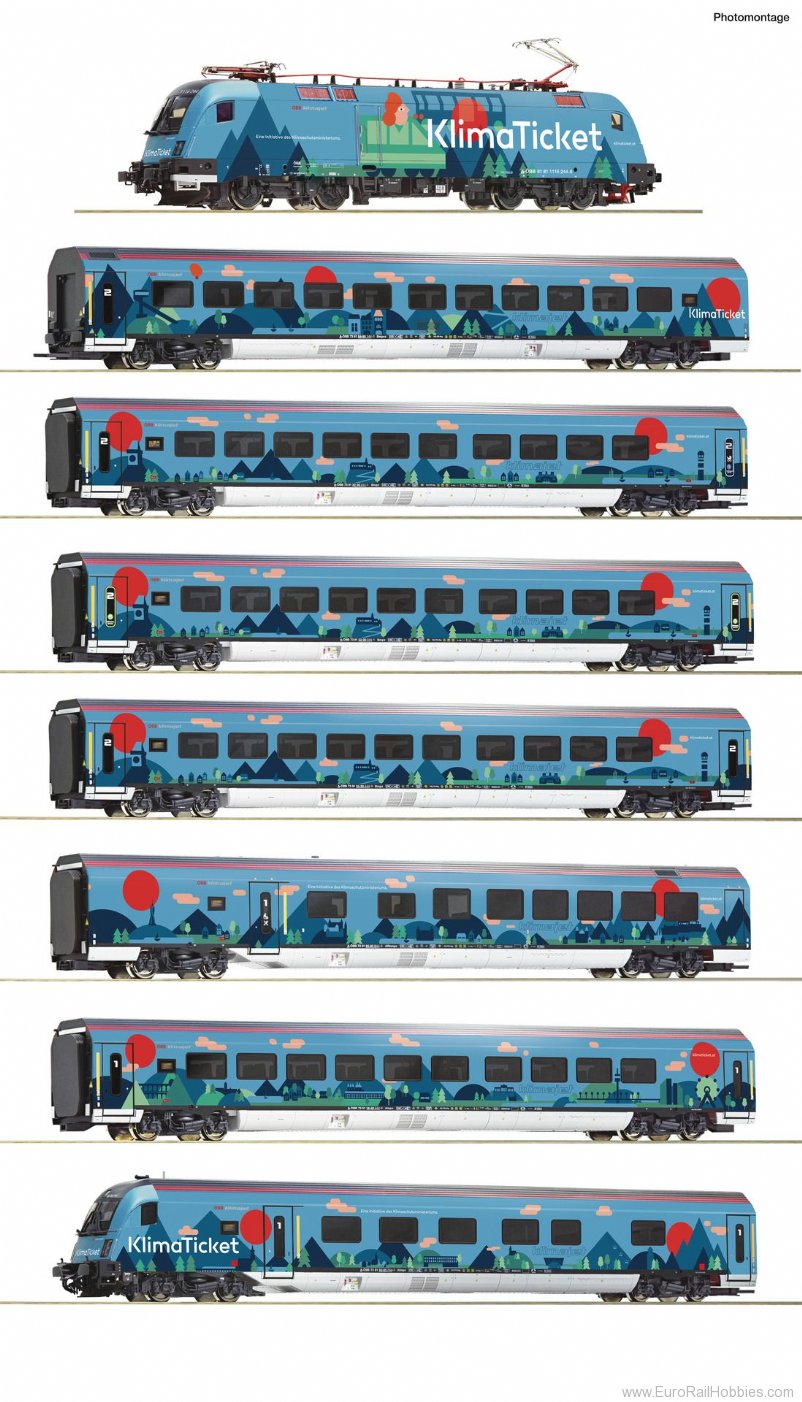 Roco 61502 8 Piece Set: OBB âKlimajetâ Train S