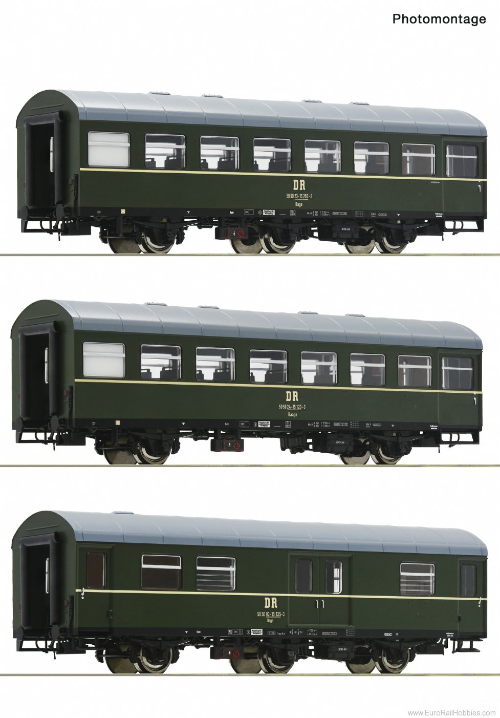 Roco 6200009 DDR 3 Piece Passenger Coach Set