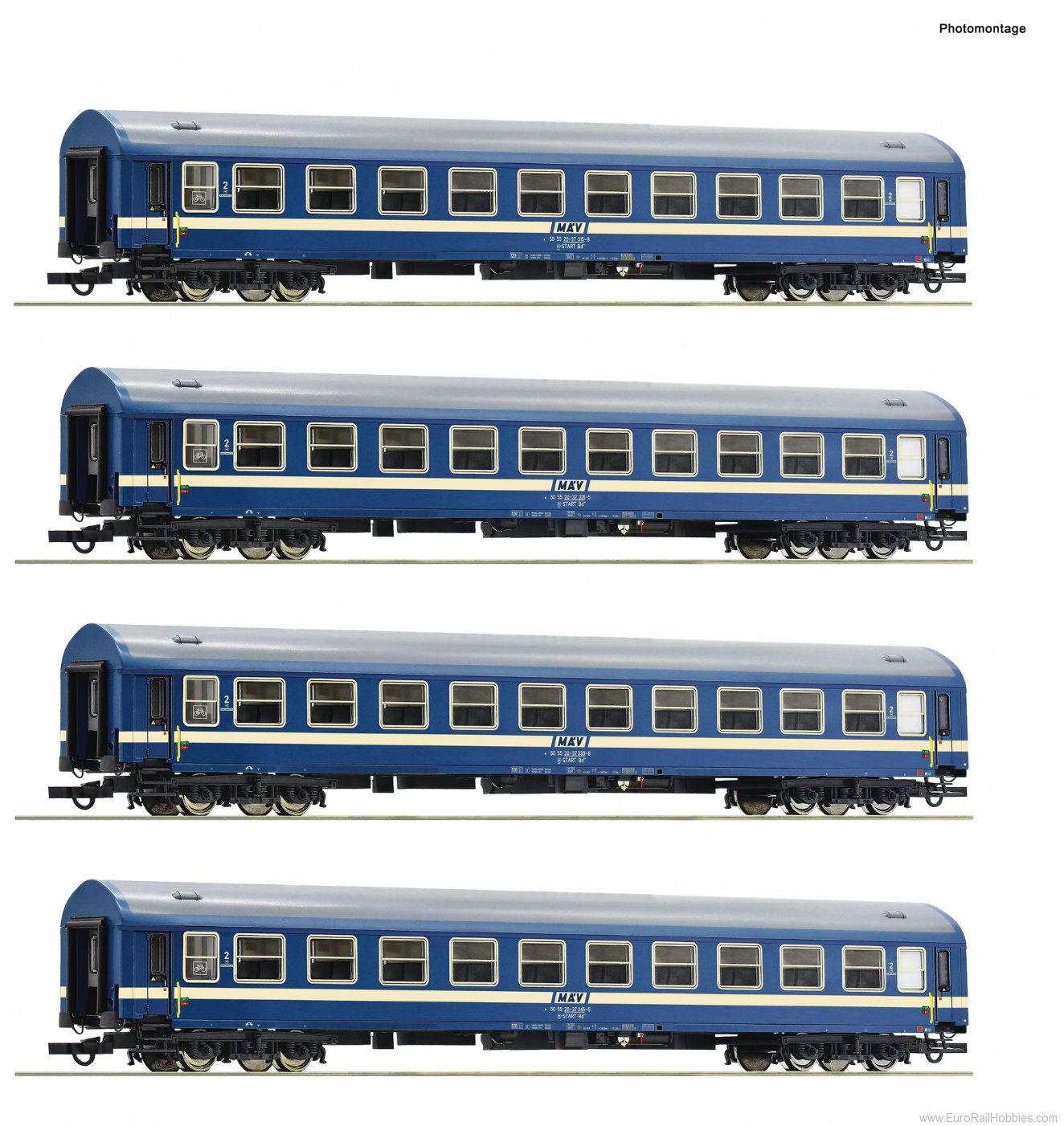 Roco 6200031 4-piece set: Express train coaches, MAV