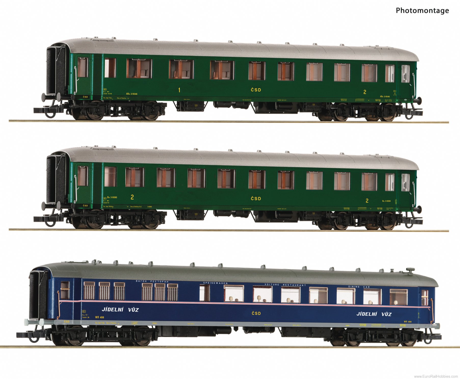 Roco 6200036 3 piece set 1: Express train coaches, CSD