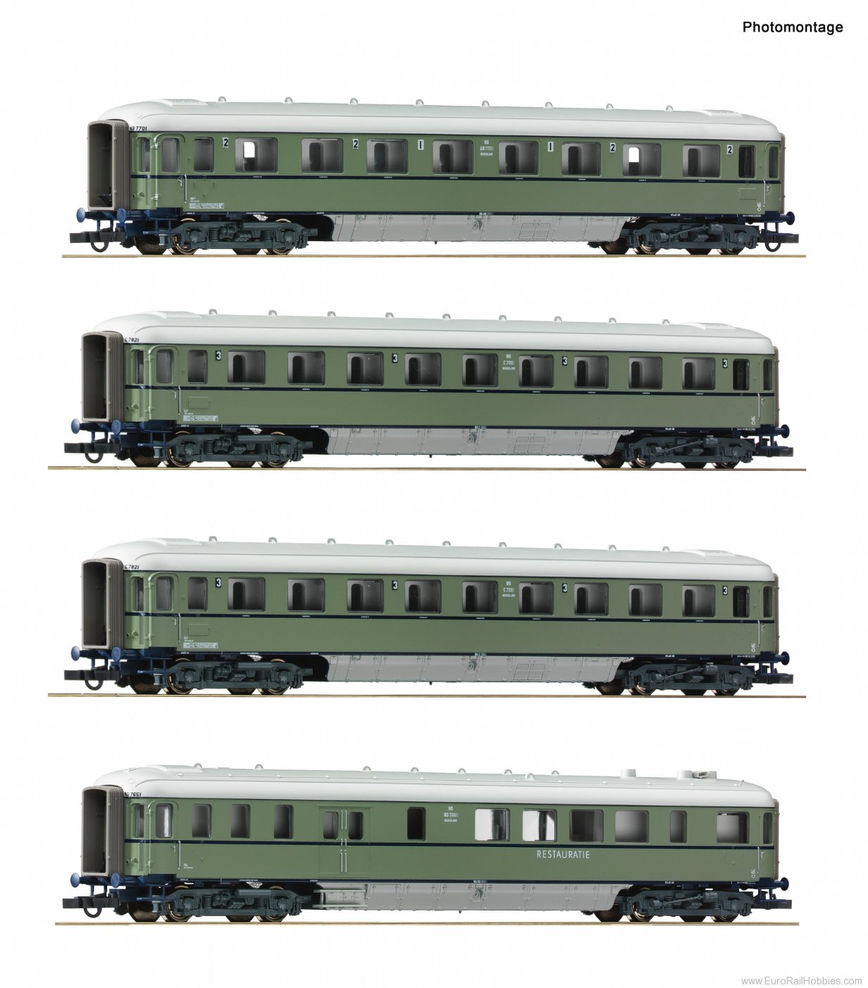 Roco 6200049 4-piece set: Passenger train coaches Plan D, 